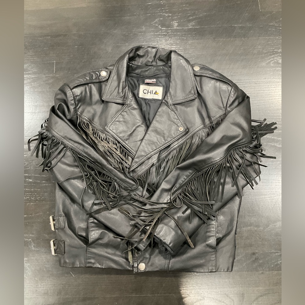 MENS VINTAGE CHIA FRINGE LEATHER JACKET - Picture 16 of 16